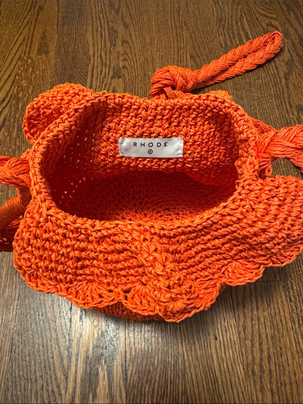 RHODE Orange Crochet Tassel Crossbody Bag—New Without Tags